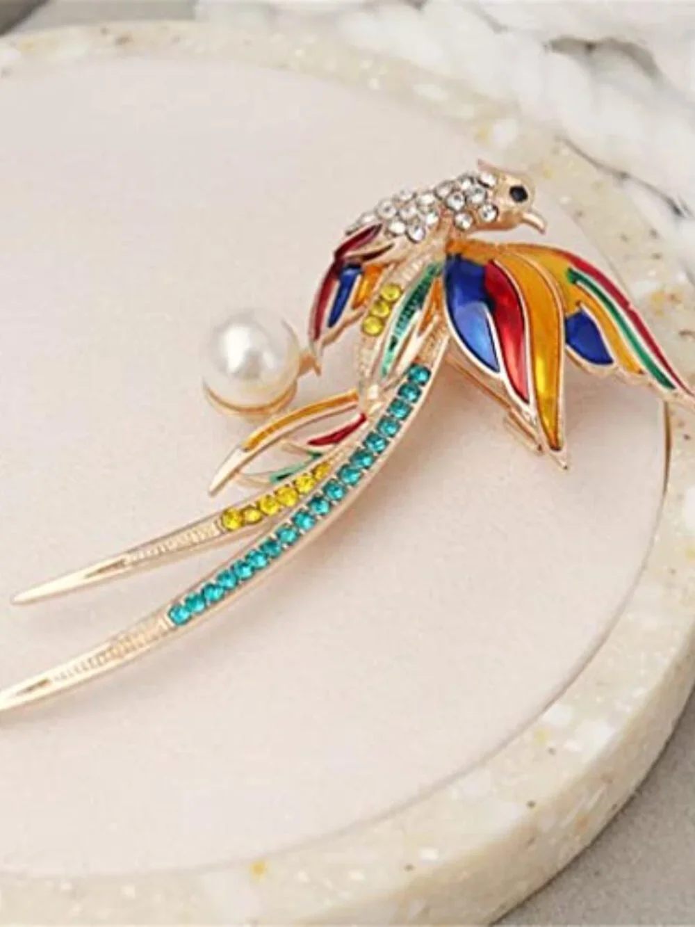 Crystal‎ Colorful Phoenix Brooch Cute Rhione Animal Peacock Lapel Pin Chinese